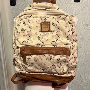 Floral Backpack with Tan Accents